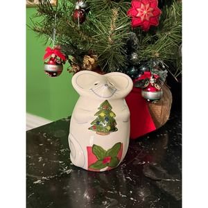 Vintage Christmas Cermaic Cheese/Red Pepper Harvest Mouse Dispenser Laurie Gates
